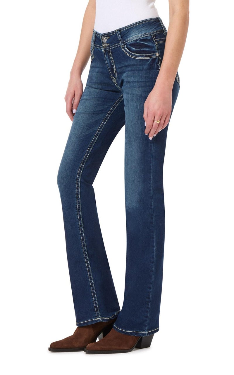 WallFlower Women's InstaStretch Luscious Curvy Bootcut Jeans, Heidi, 9 Long - Image 1